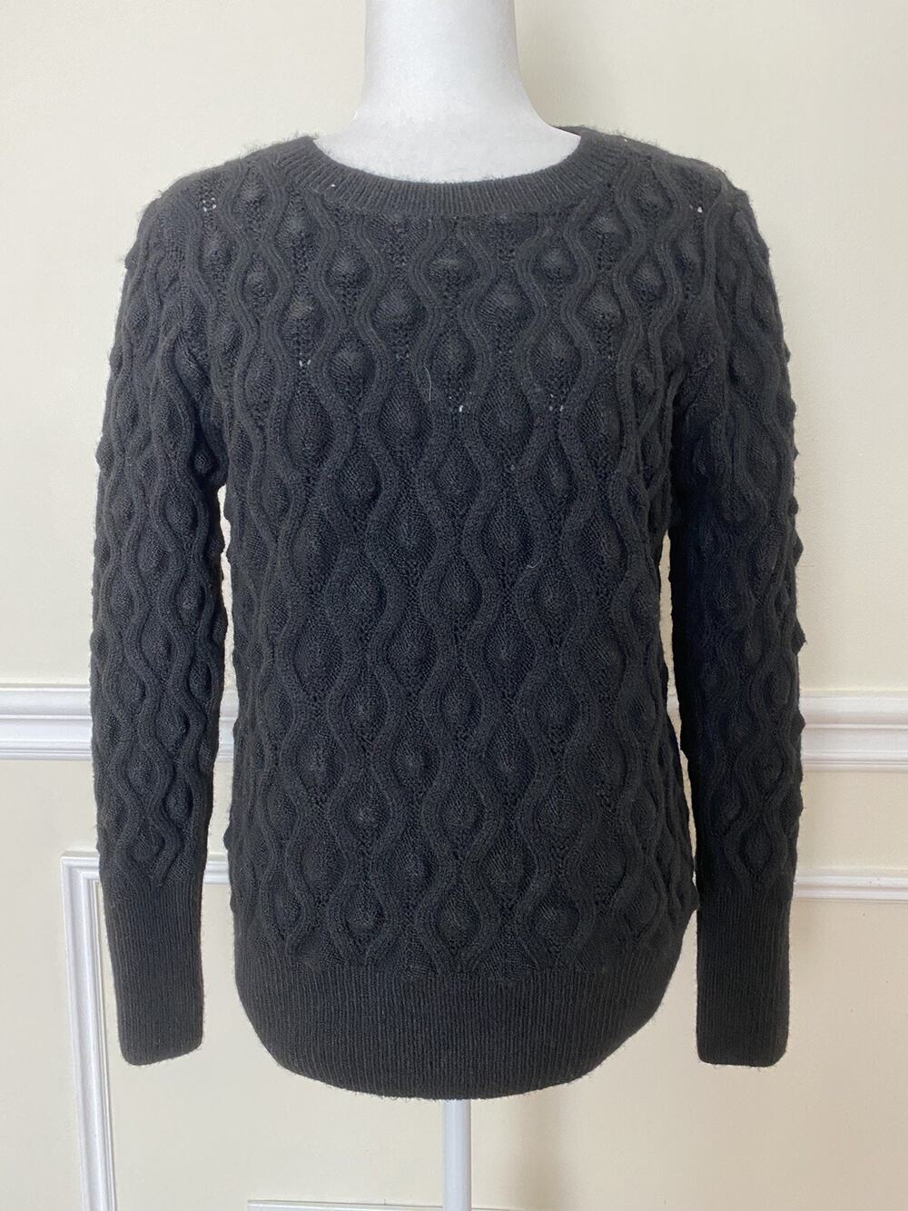 Sweet Romeo Popcorn Pullover Sweater in black size L women A003066